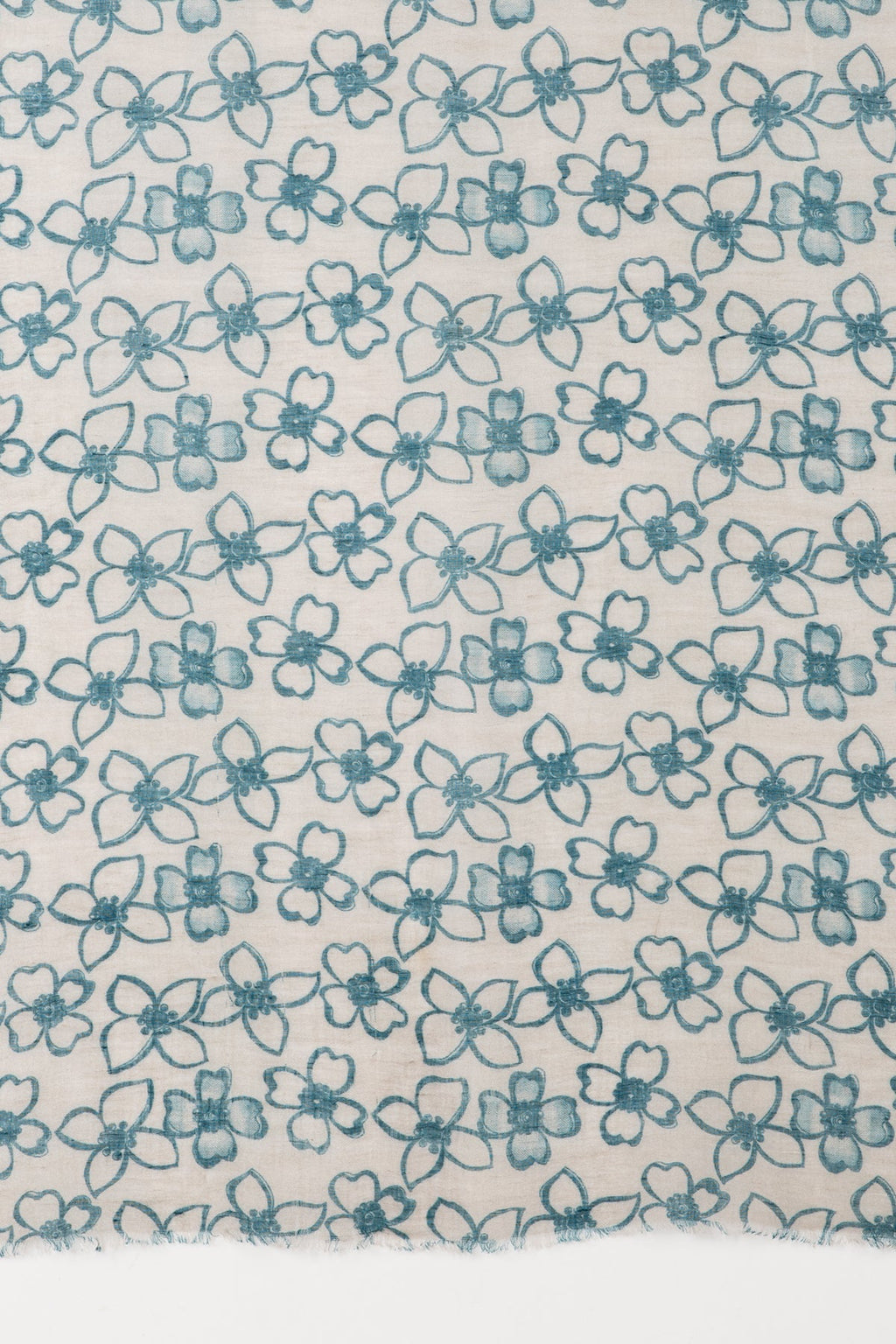 Flower Print Linen Cotton Scarf - Blue