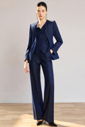 The Kensington Three-Piece Collar-Free Suit – Navy
