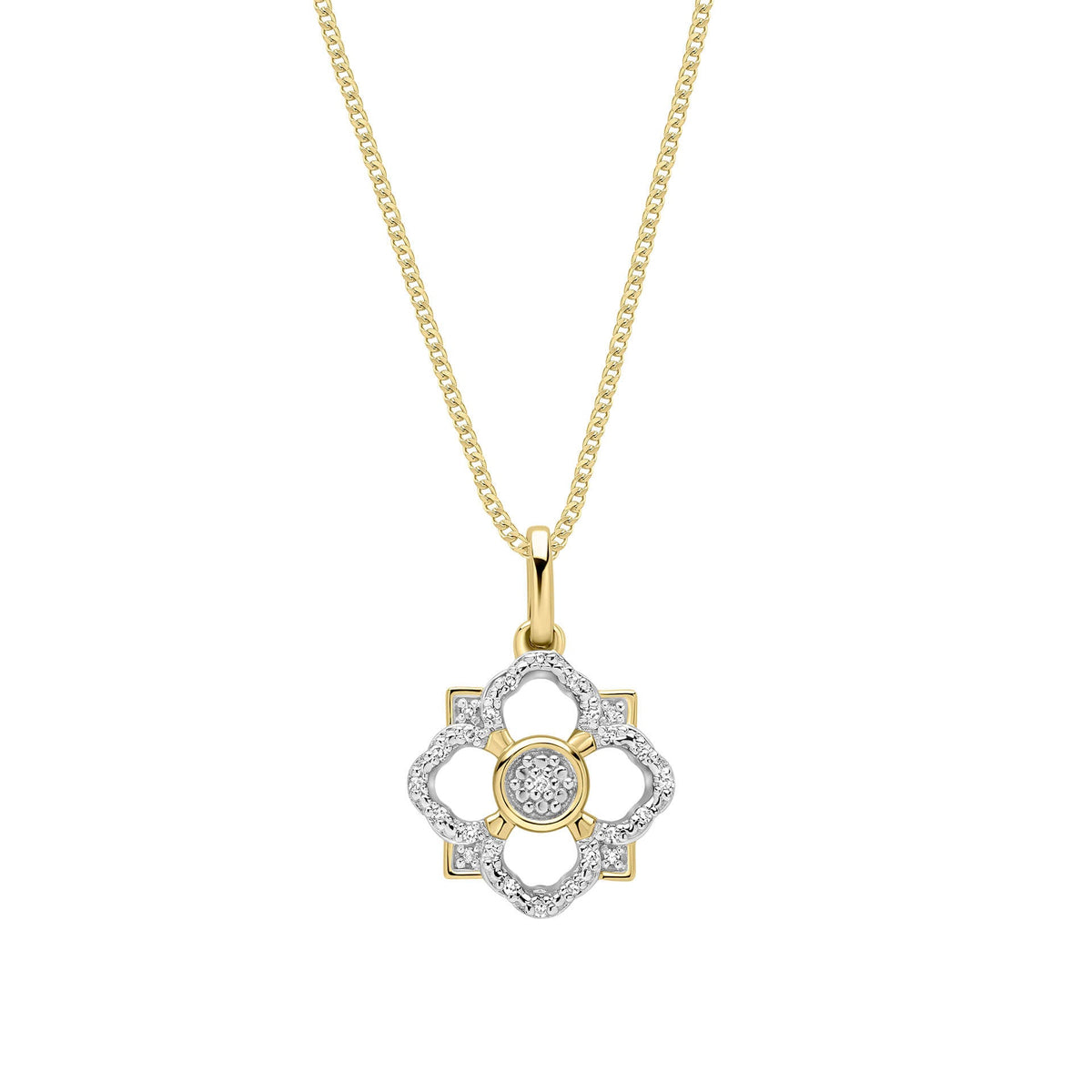 Elements Gold Diamond Floral Pendant