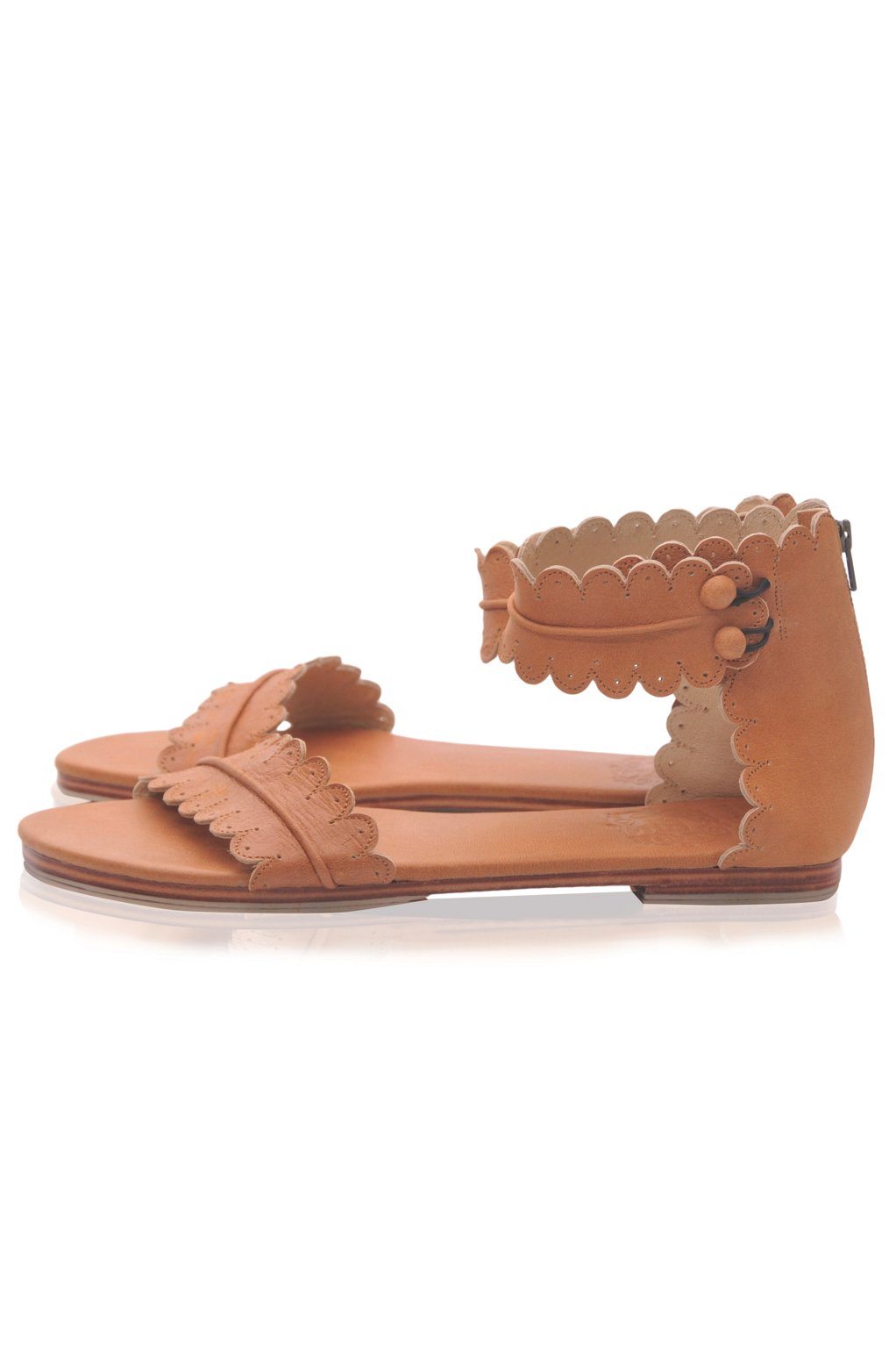 Midsummer Scalloped Leather Sandals