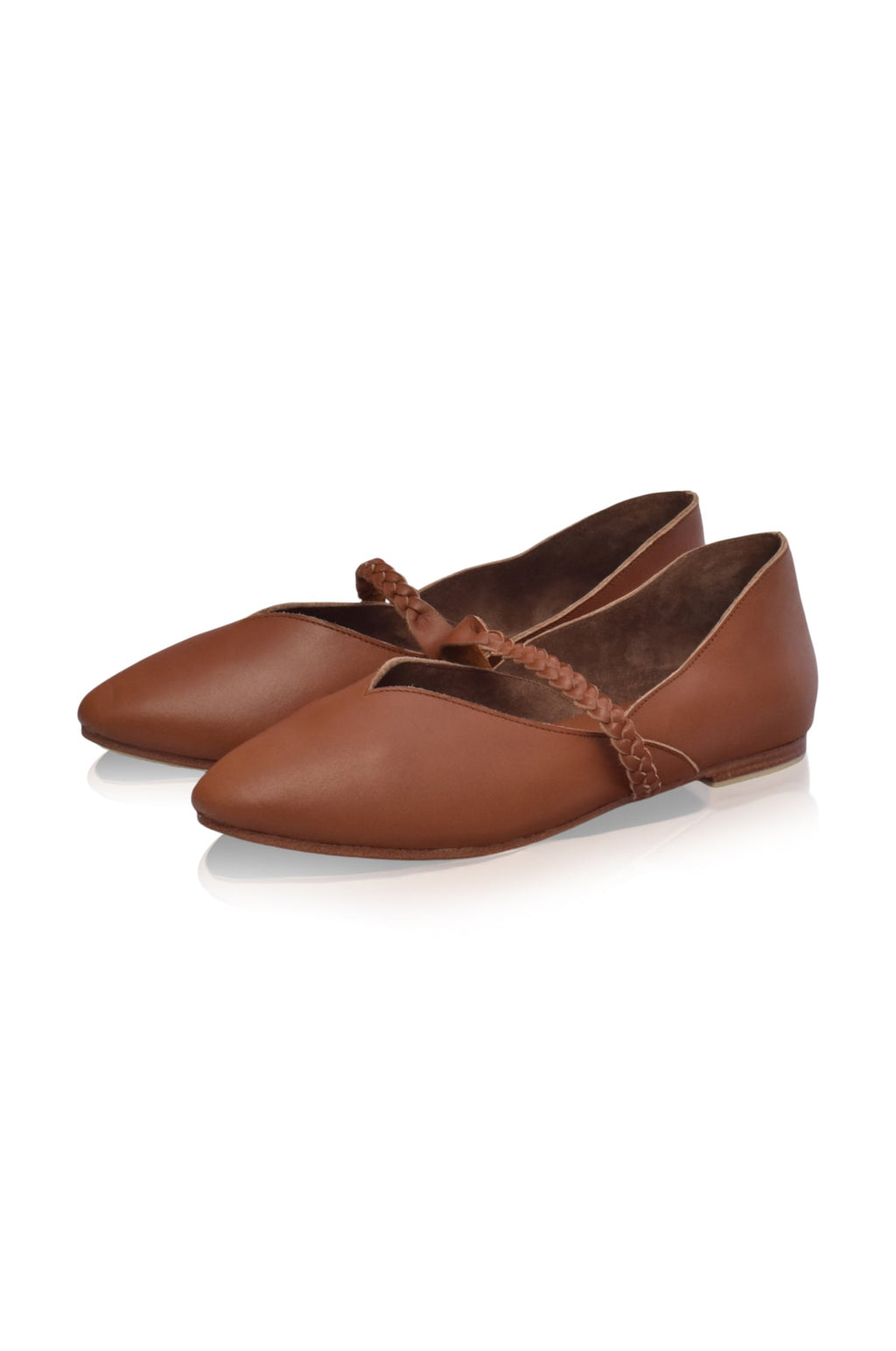 New Love Braided Pointed Toe Leather Flats