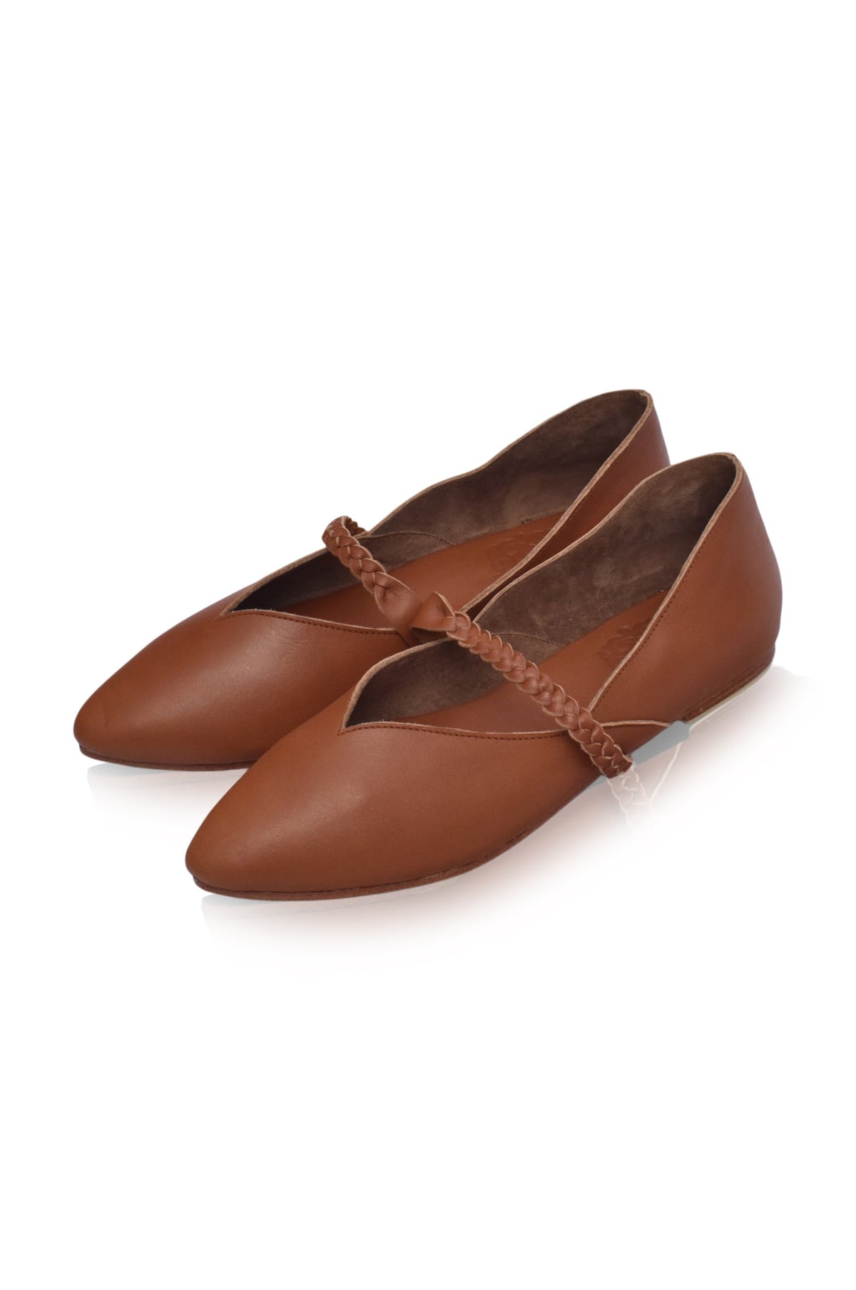 New Love Braided Pointed Toe Leather Flats