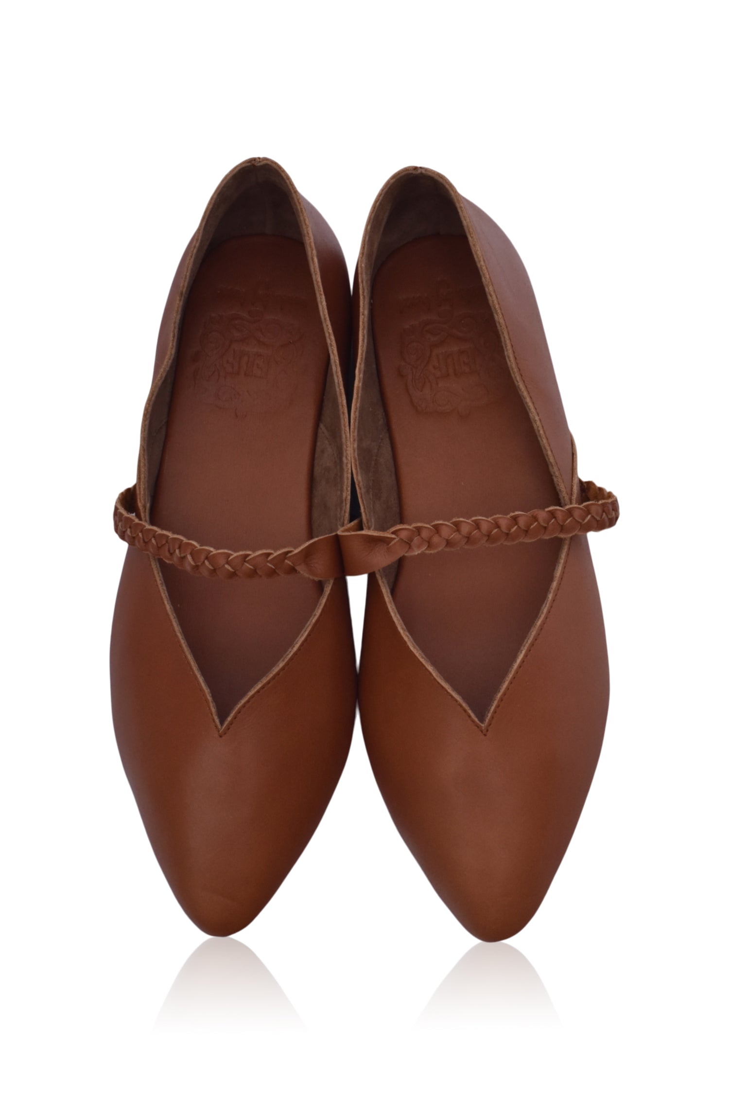 New Love Braided Pointed Toe Leather Flats