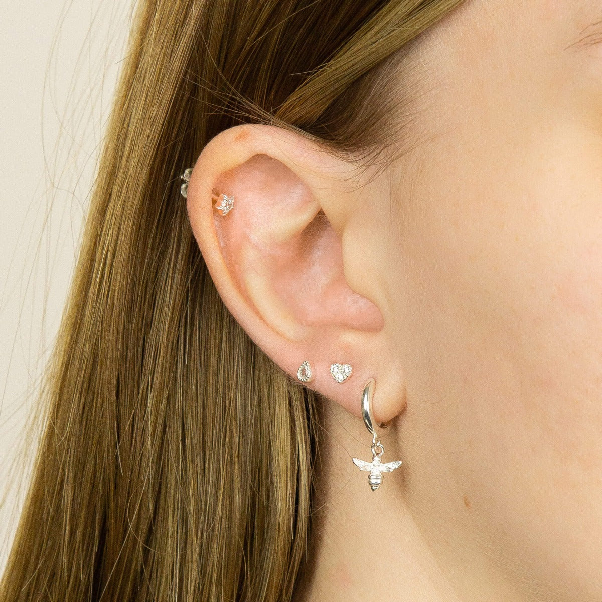 Beginnings Heart Stud Earrings with Cubic Zirconia